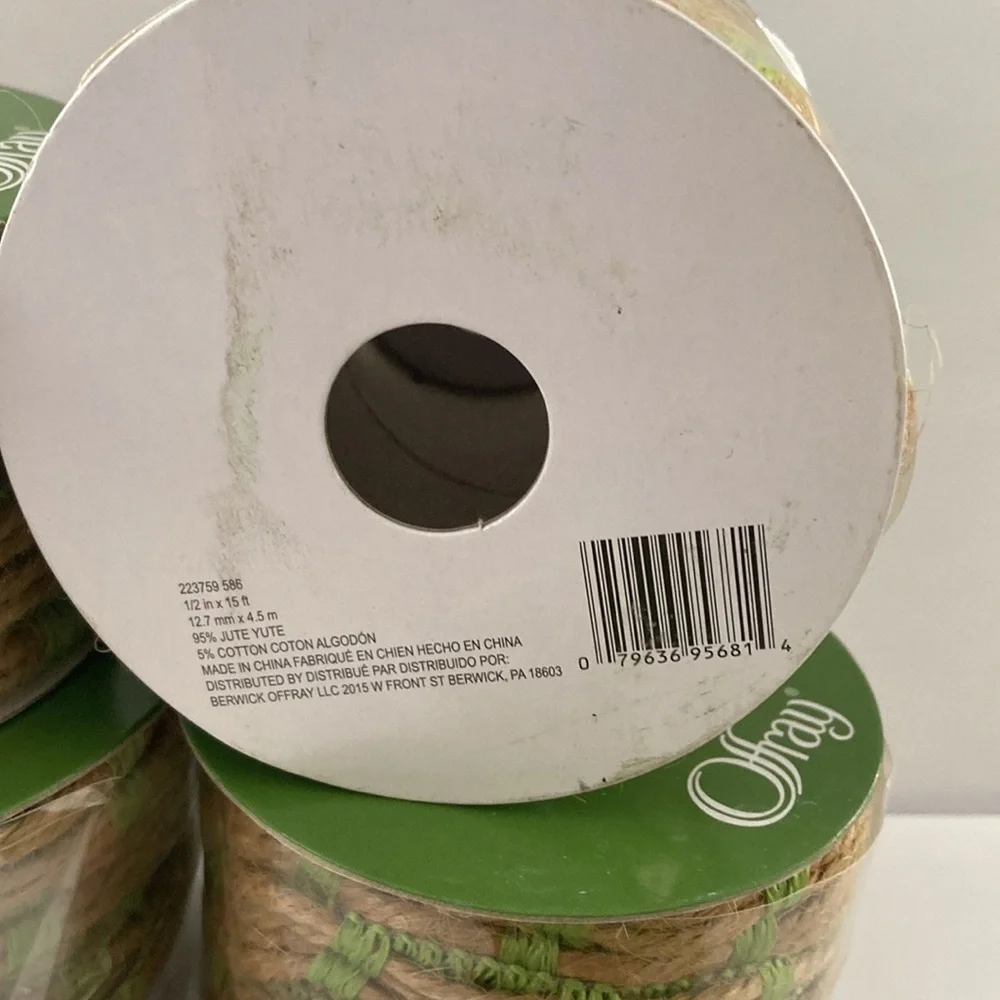 10 Rolls Offray Floral Ribbon Spring Green Jute Brown 1/2 inch